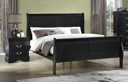 Black Solid Wood Nightstand – 2 Drawer Louis Philip Style Table - 1st Choice Furniture Direct