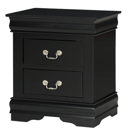 Black Solid Wood Nightstand – 2 Drawer Louis Philip Style Table - 1st Choice Furniture Direct