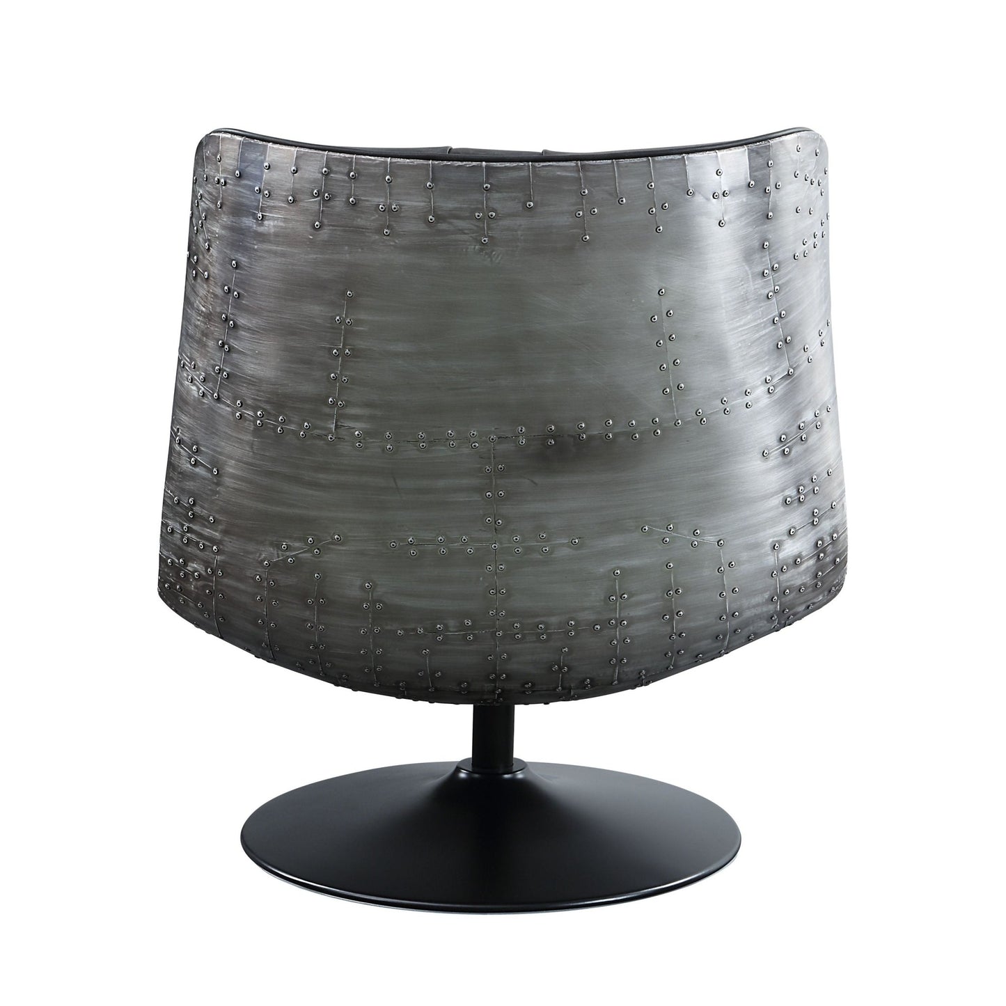 Black Top Grain Leather Swivel Accent Chair with Metal Base - 1st Choice Furniture Direct