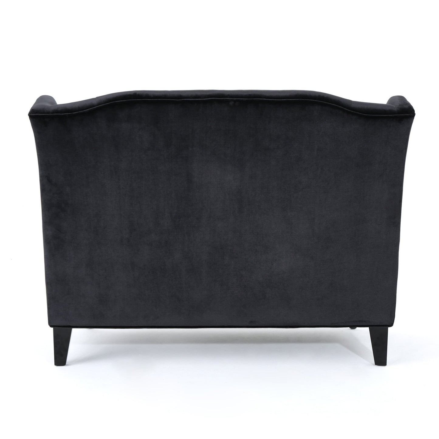 Black Velvet Loveseat Sofa – Modern Glam Wingback Tufted 2-Seater Couch - 1st Choice Furniture Direct