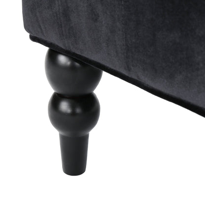 Black Velvet Loveseat Sofa – Modern Glam Wingback Tufted 2-Seater Couch - 1st Choice Furniture Direct
