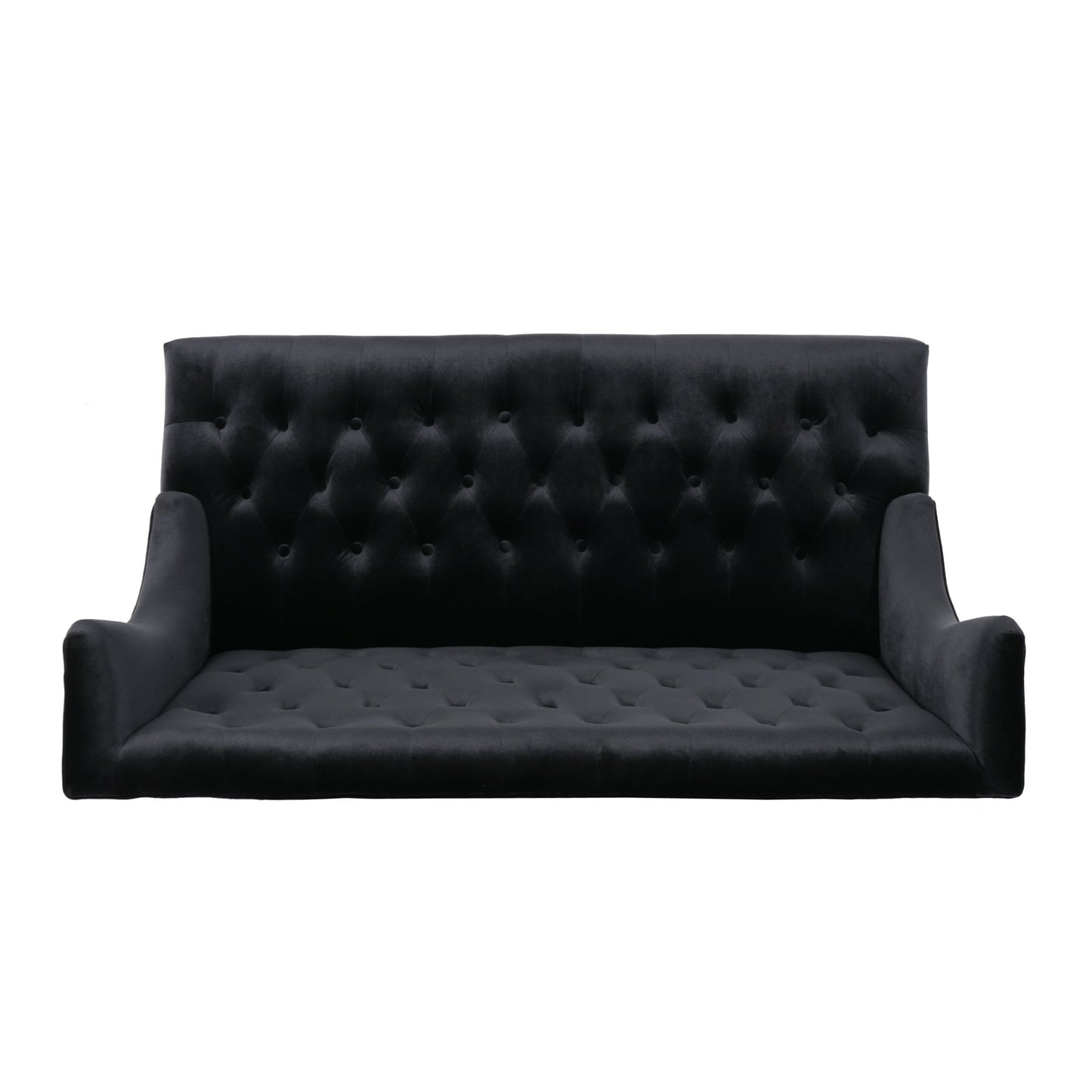 Black Velvet Loveseat Sofa – Modern Glam Wingback Tufted 2-Seater Couch - 1st Choice Furniture Direct