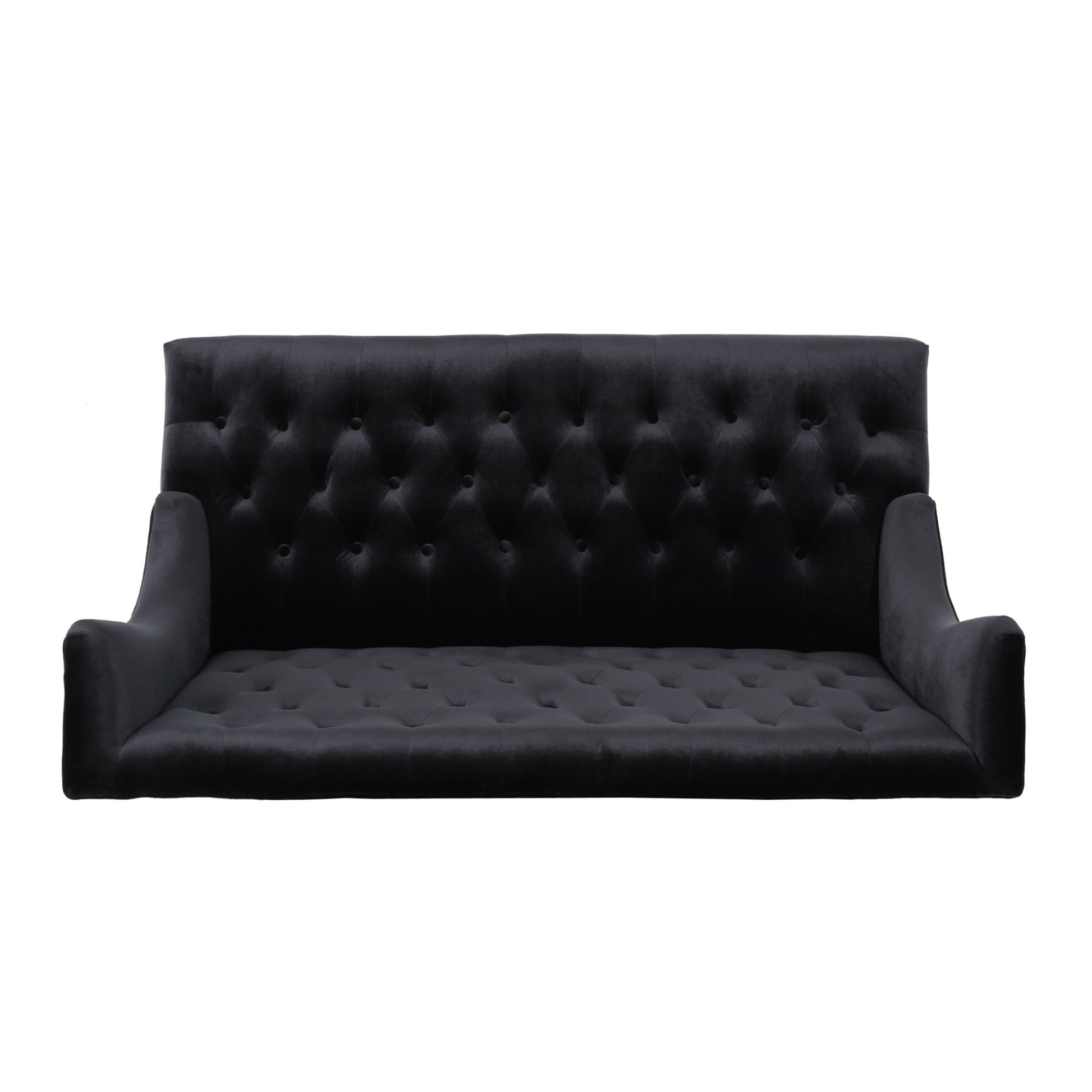 Black Velvet Loveseat Sofa – Modern Glam Wingback Tufted 2-Seater Couch - 1st Choice Furniture Direct
