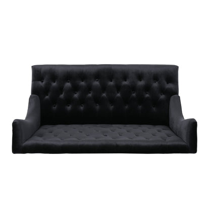 Black Velvet Loveseat Sofa – Modern Glam Wingback Tufted 2-Seater Couch - 1st Choice Furniture Direct