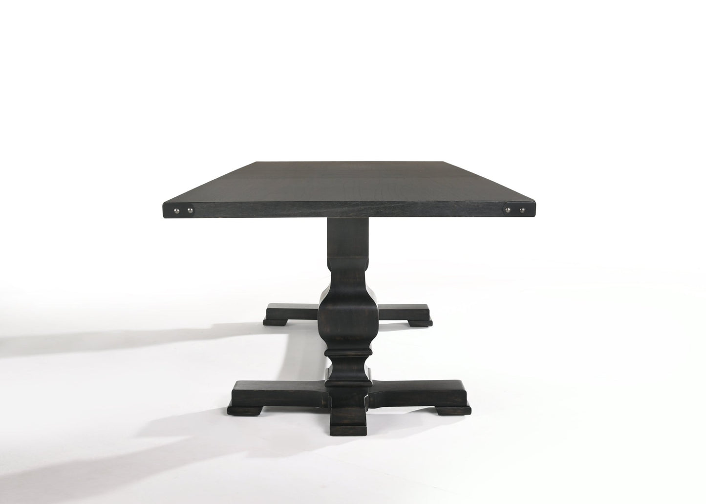 Black & Vintage Trestle Dining Table with Double Pedestal Base - 1st Choice Furniture Direct