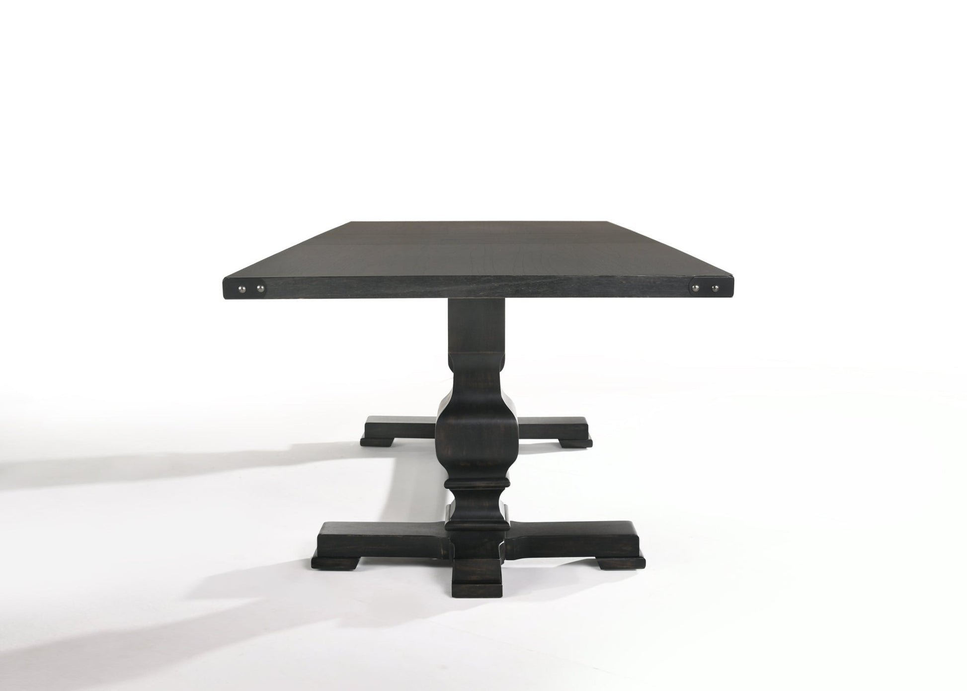 Black & Vintage Trestle Dining Table with Double Pedestal Base - 1st Choice Furniture Direct