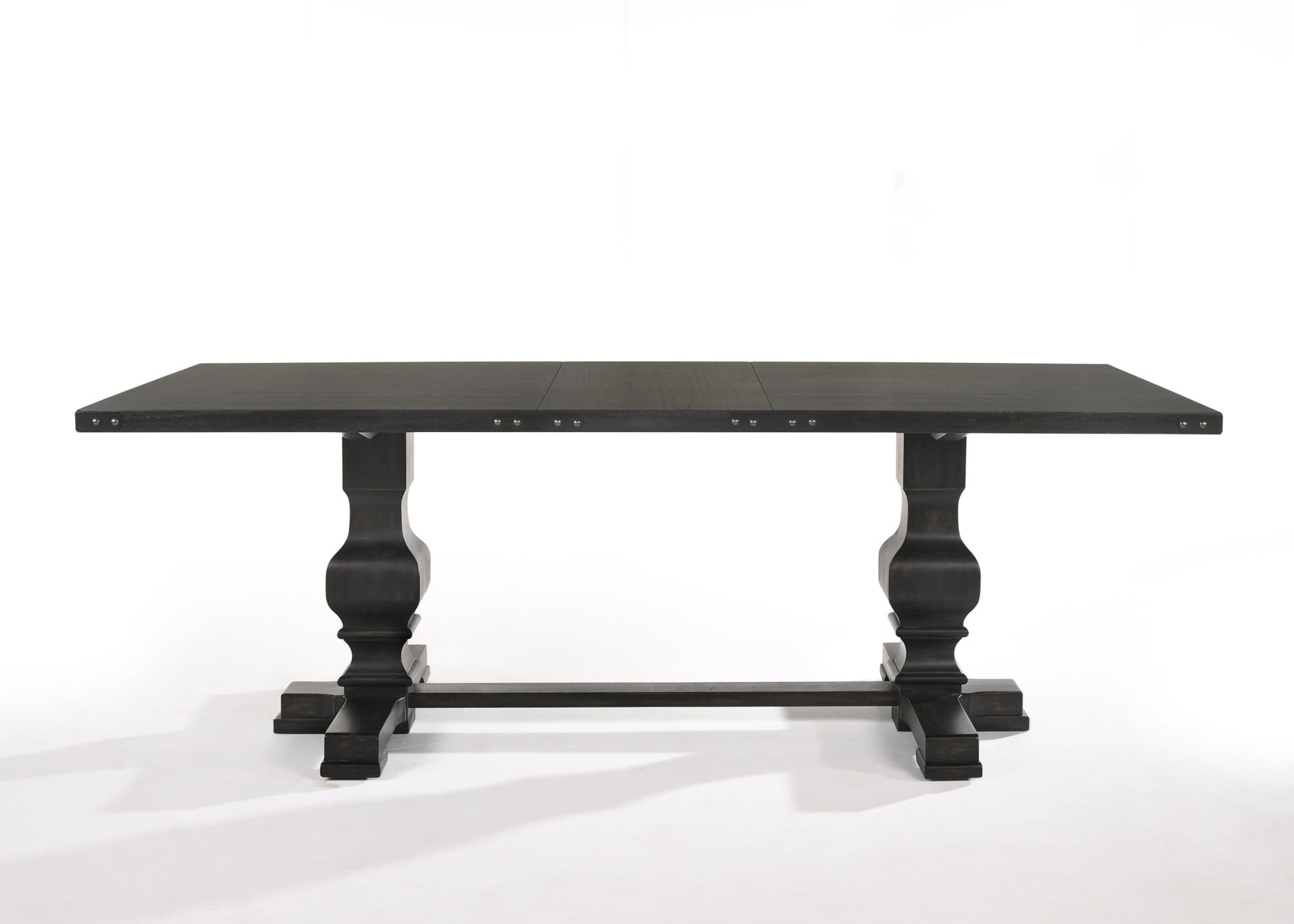 Black & Vintage Trestle Dining Table with Double Pedestal Base - 1st Choice Furniture Direct
