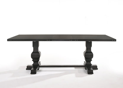 Black & Vintage Trestle Dining Table with Double Pedestal Base - 1st Choice Furniture Direct