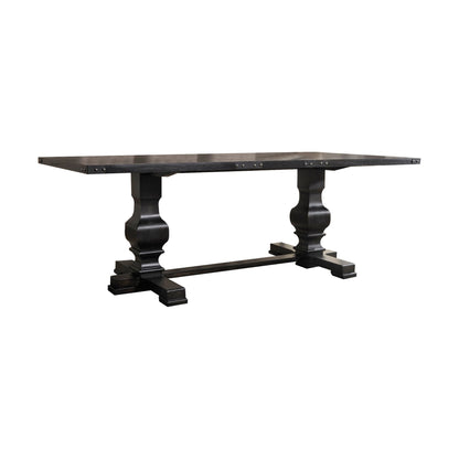 Black & Vintage Trestle Dining Table with Double Pedestal Base - 1st Choice Furniture Direct