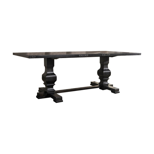 Black & Vintage Trestle Dining Table with Double Pedestal Base - 1st Choice Furniture Direct