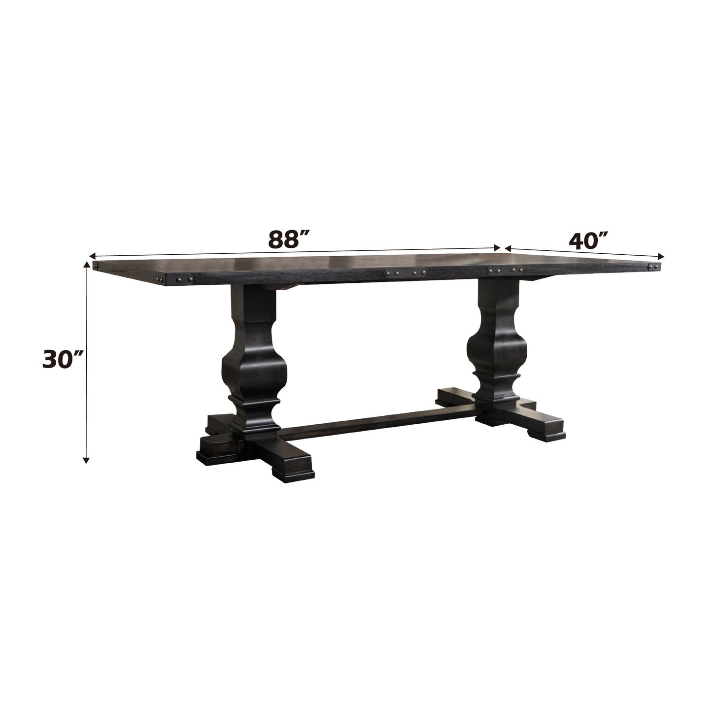 Black & Vintage Trestle Dining Table with Double Pedestal Base - 1st Choice Furniture Direct