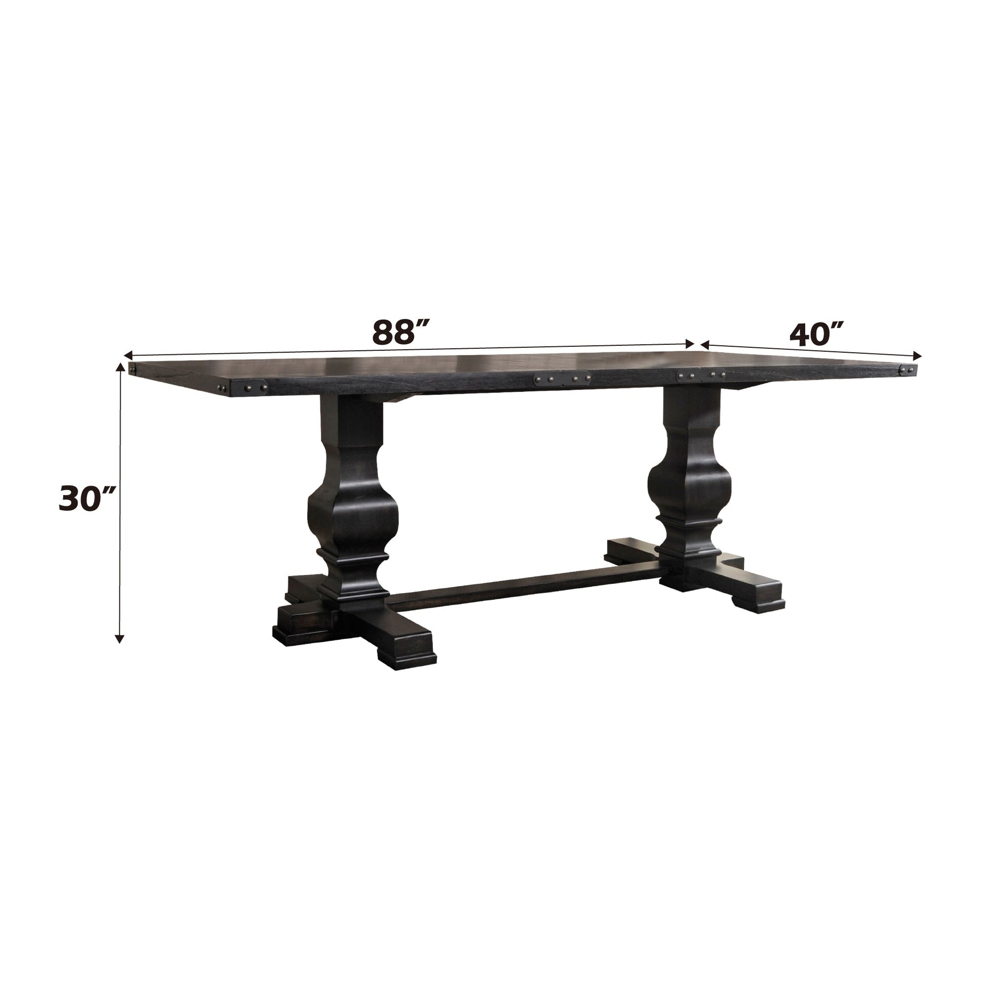 Black & Vintage Trestle Dining Table with Double Pedestal Base - 1st Choice Furniture Direct