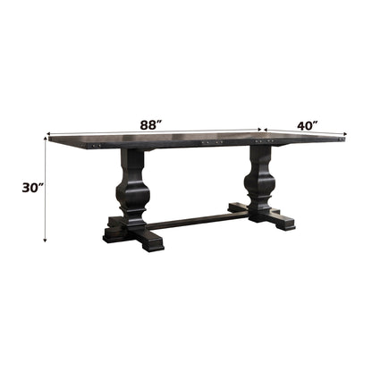 Black & Vintage Trestle Dining Table with Double Pedestal Base - 1st Choice Furniture Direct
