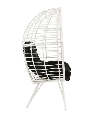 Black Wicker Egg Chair with Cushioned Indoor Outdoor Seating - 1st Choice Furniture Direct