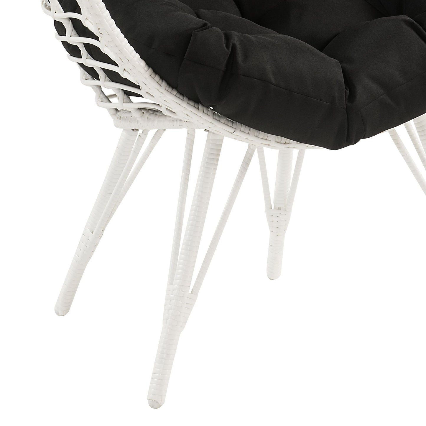 Black Wicker Egg Chair with Cushioned Indoor Outdoor Seating - 1st Choice Furniture Direct
