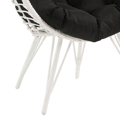 Black Wicker Egg Chair with Cushioned Indoor Outdoor Seating - 1st Choice Furniture Direct