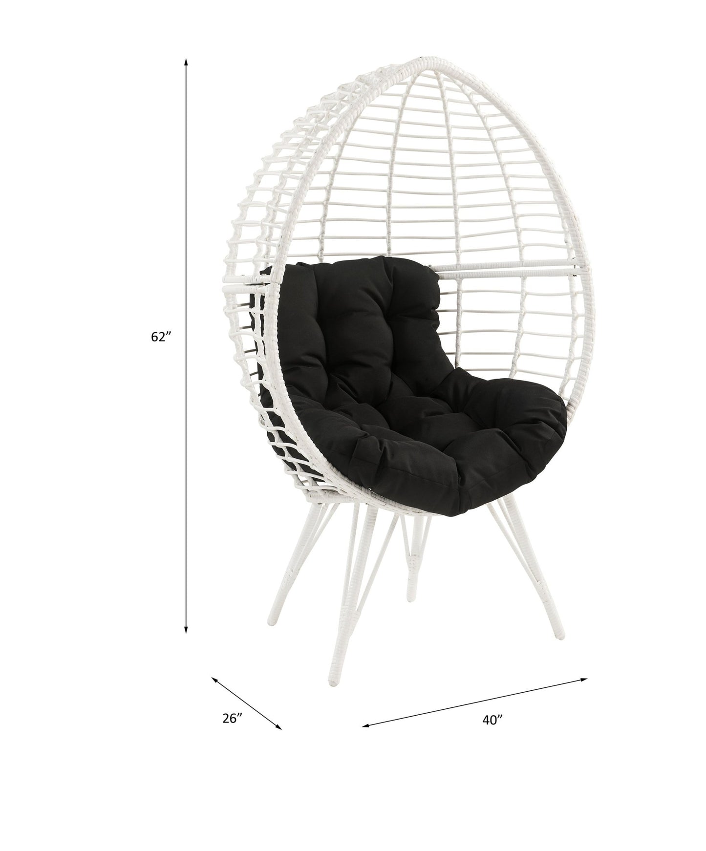Black Wicker Egg Chair with Cushioned Indoor Outdoor Seating - 1st Choice Furniture Direct