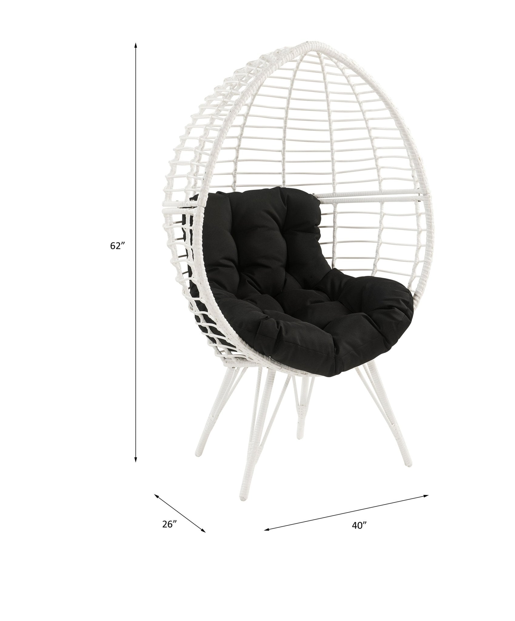 Black Wicker Egg Chair with Cushioned Indoor Outdoor Seating - 1st Choice Furniture Direct