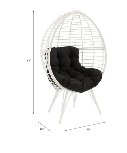 Black Wicker Egg Chair with Cushioned Indoor Outdoor Seating - 1st Choice Furniture Direct
