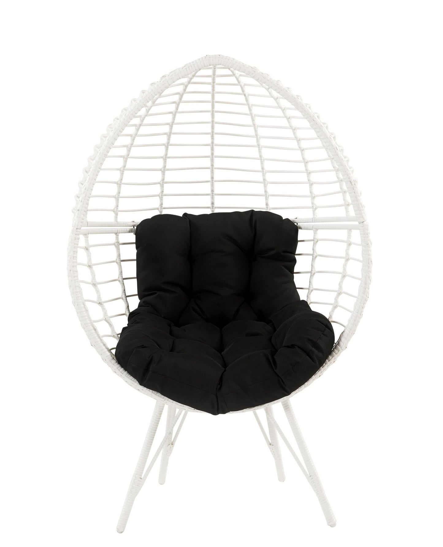 Black Wicker Egg Chair with Cushioned Indoor Outdoor Seating - 1st Choice Furniture Direct