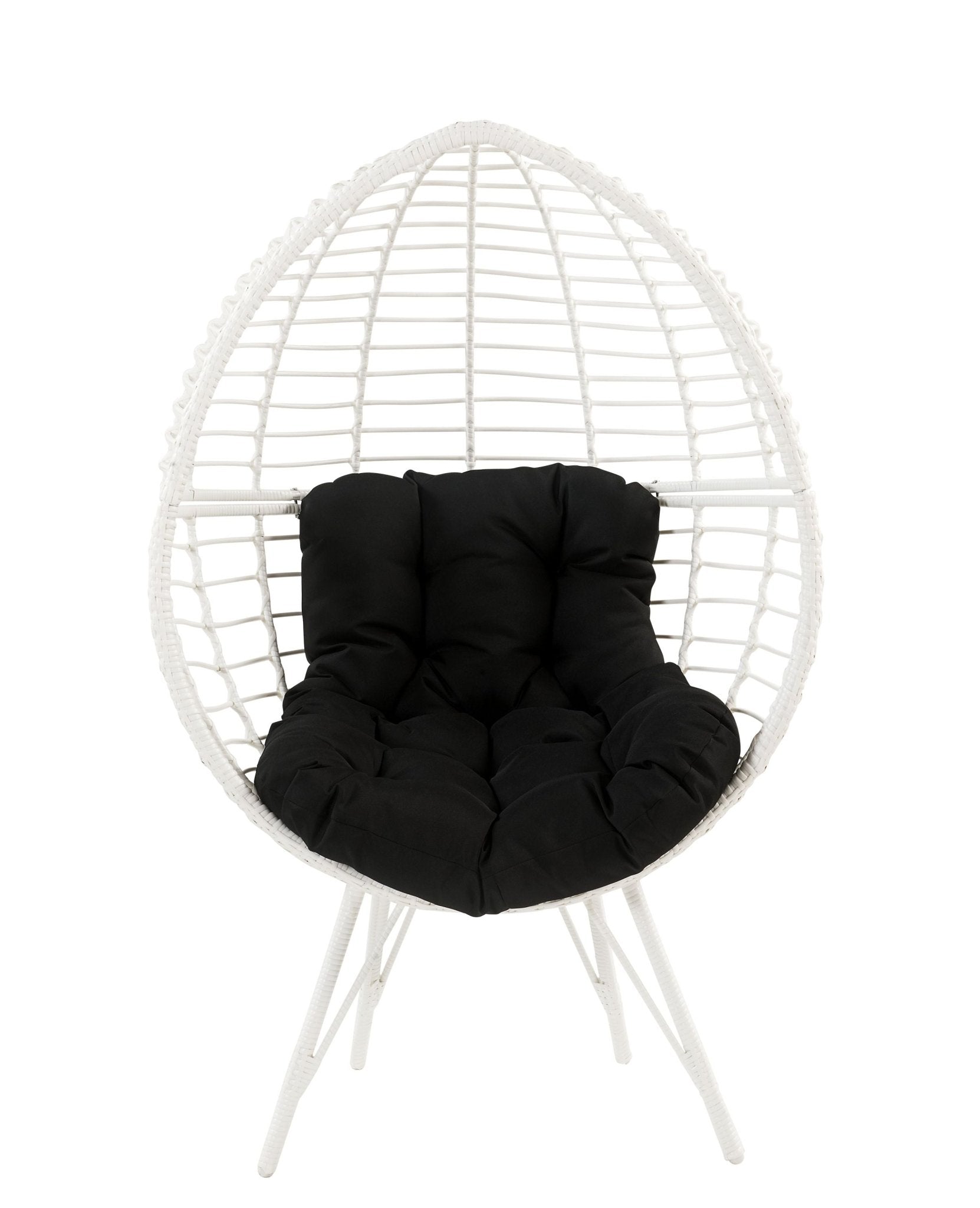 Black Wicker Egg Chair with Cushioned Indoor Outdoor Seating - 1st Choice Furniture Direct