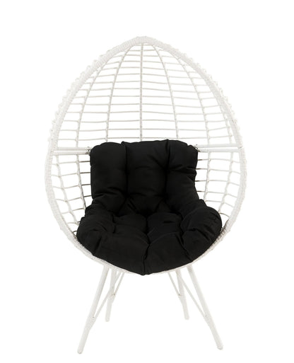 Black Wicker Egg Chair with Cushioned Indoor Outdoor Seating - 1st Choice Furniture Direct