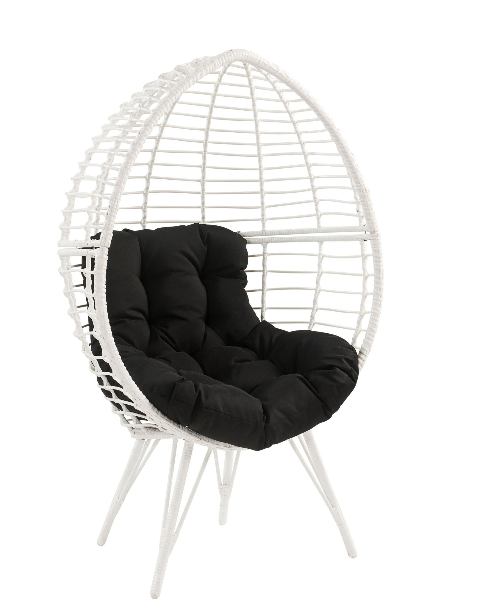 Black Wicker Egg Chair with Cushioned Indoor Outdoor Seating - 1st Choice Furniture Direct