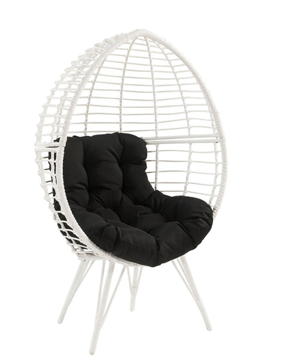 Black Wicker Egg Chair with Cushioned Indoor Outdoor Seating - 1st Choice Furniture Direct