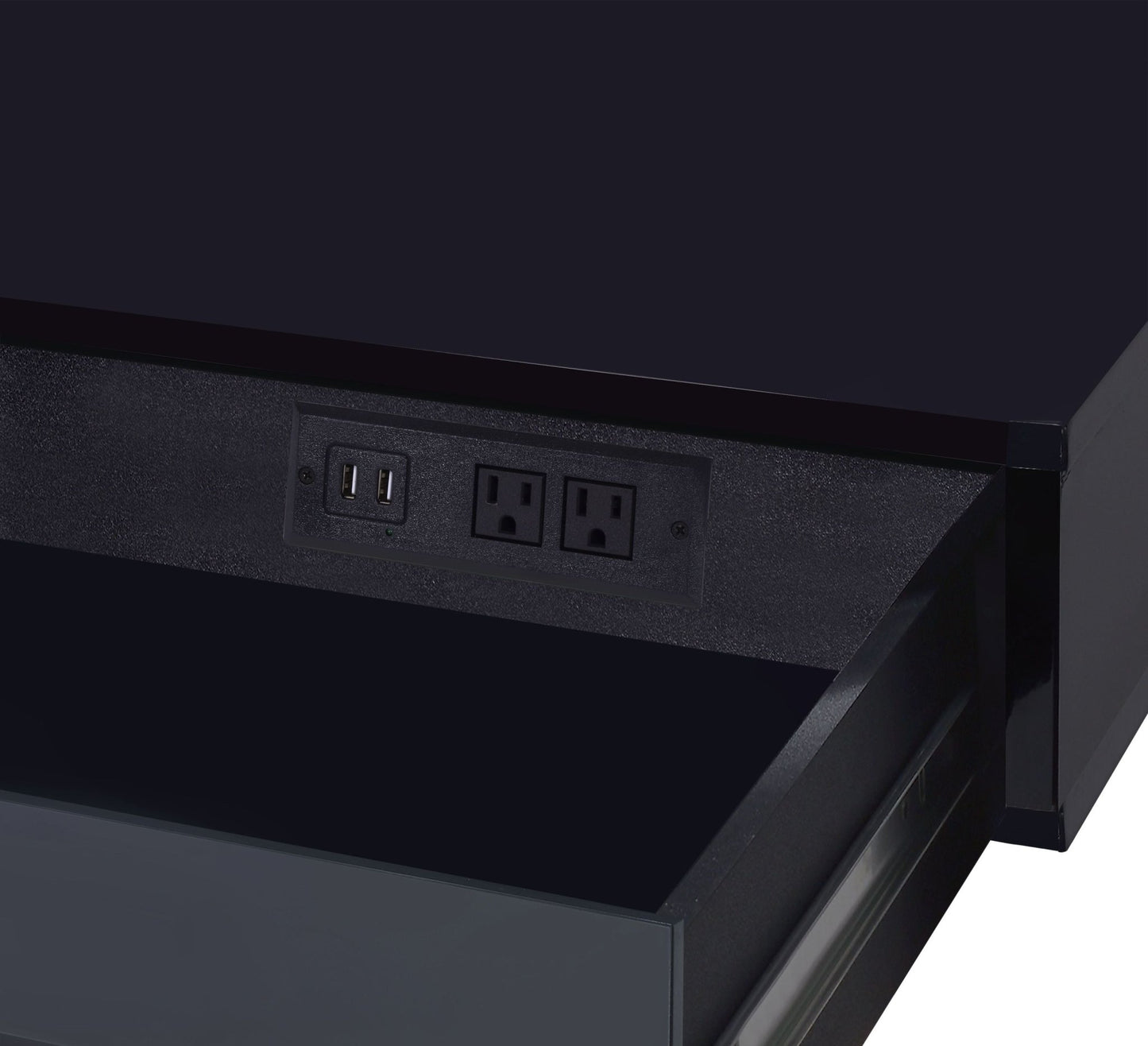 Black Writing Desk with USB Ports & 2 Drawers - 1st Choice Furniture Direct
