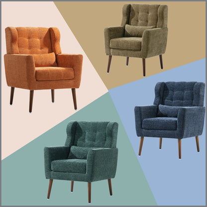 Blackish Green Chenille Accent Chair with Lumbar Pillow - 1st Choice Furniture Direct
