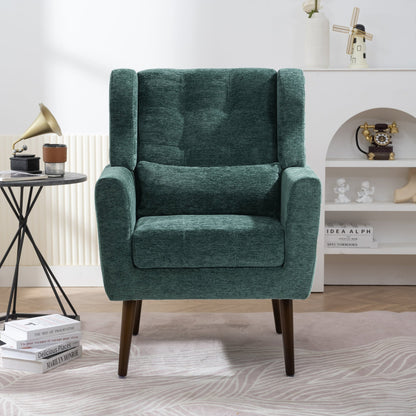Blackish Green Chenille Accent Chair with Lumbar Pillow - 1st Choice Furniture Direct