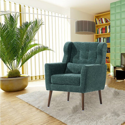 Blackish Green Chenille Accent Chair with Lumbar Pillow - 1st Choice Furniture Direct