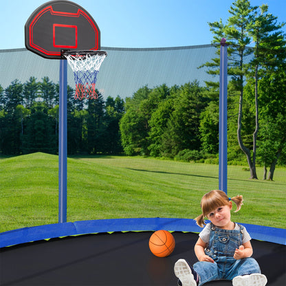 Blue 15FT Trampoline with Basketball Hoop and Ladder, Inner Safety Enclosure, Stainless Steel Frame - 1st Choice Furniture Direct