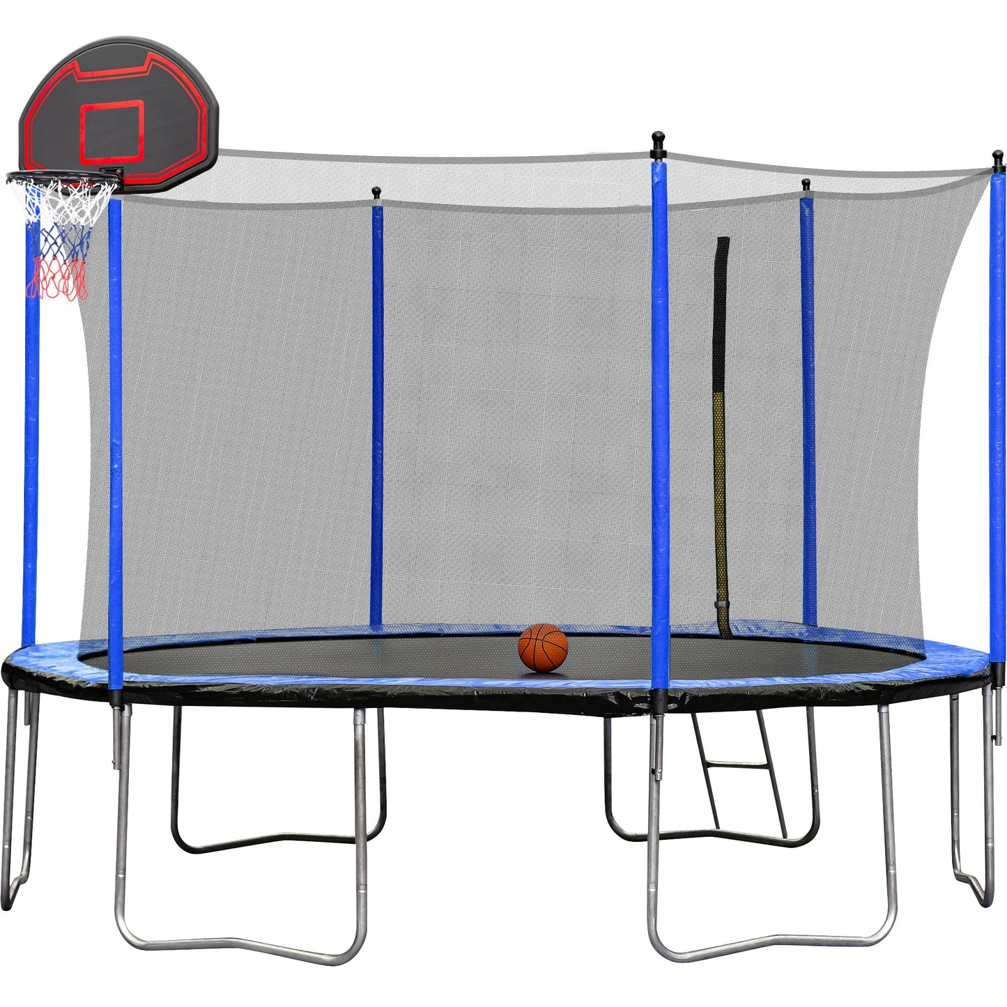 Blue 15FT Trampoline with Basketball Hoop and Ladder, Inner Safety Enclosure, Stainless Steel Frame - 1st Choice Furniture Direct