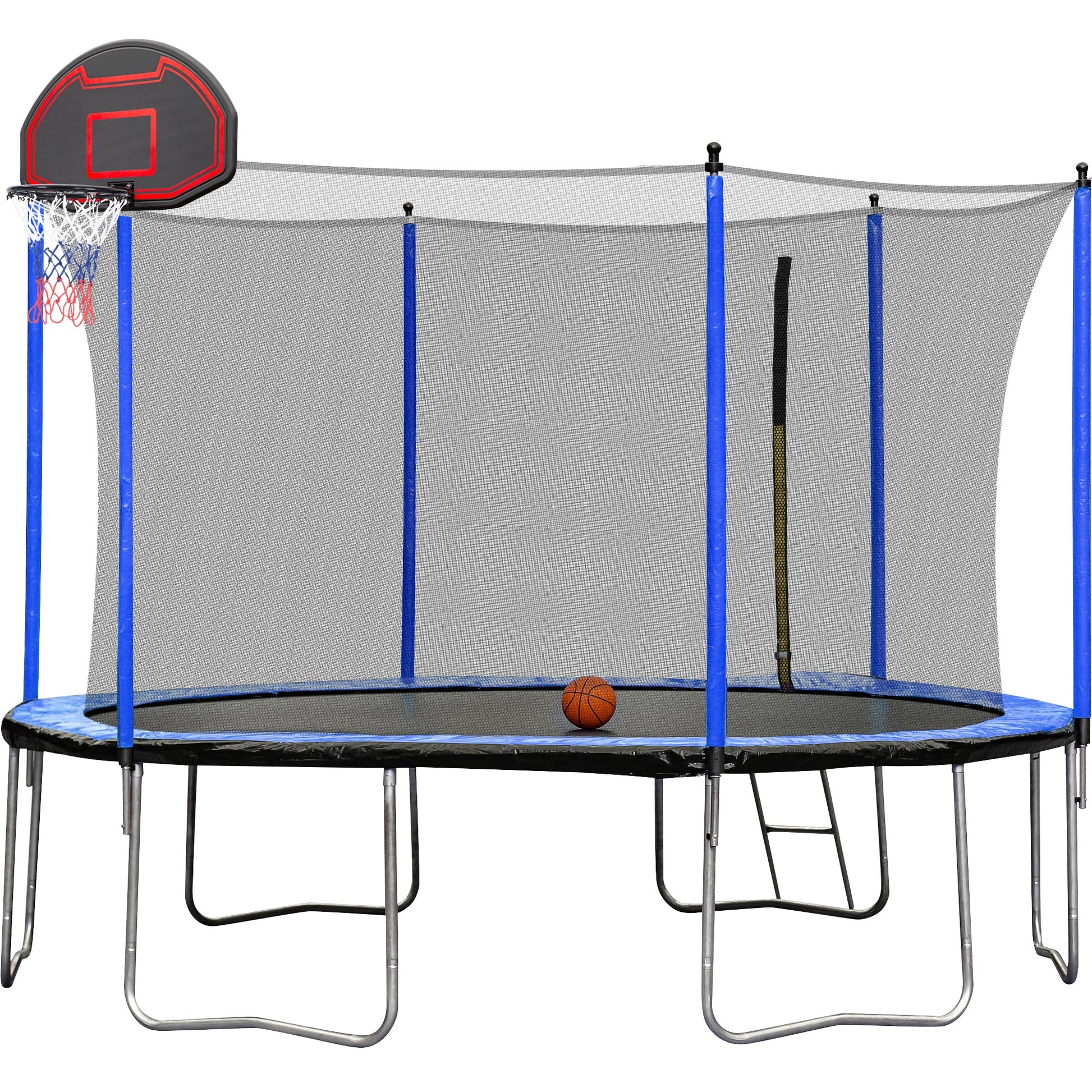 Blue 15FT Trampoline with Basketball Hoop and Ladder, Inner Safety Enclosure, Stainless Steel Frame - 1st Choice Furniture Direct
