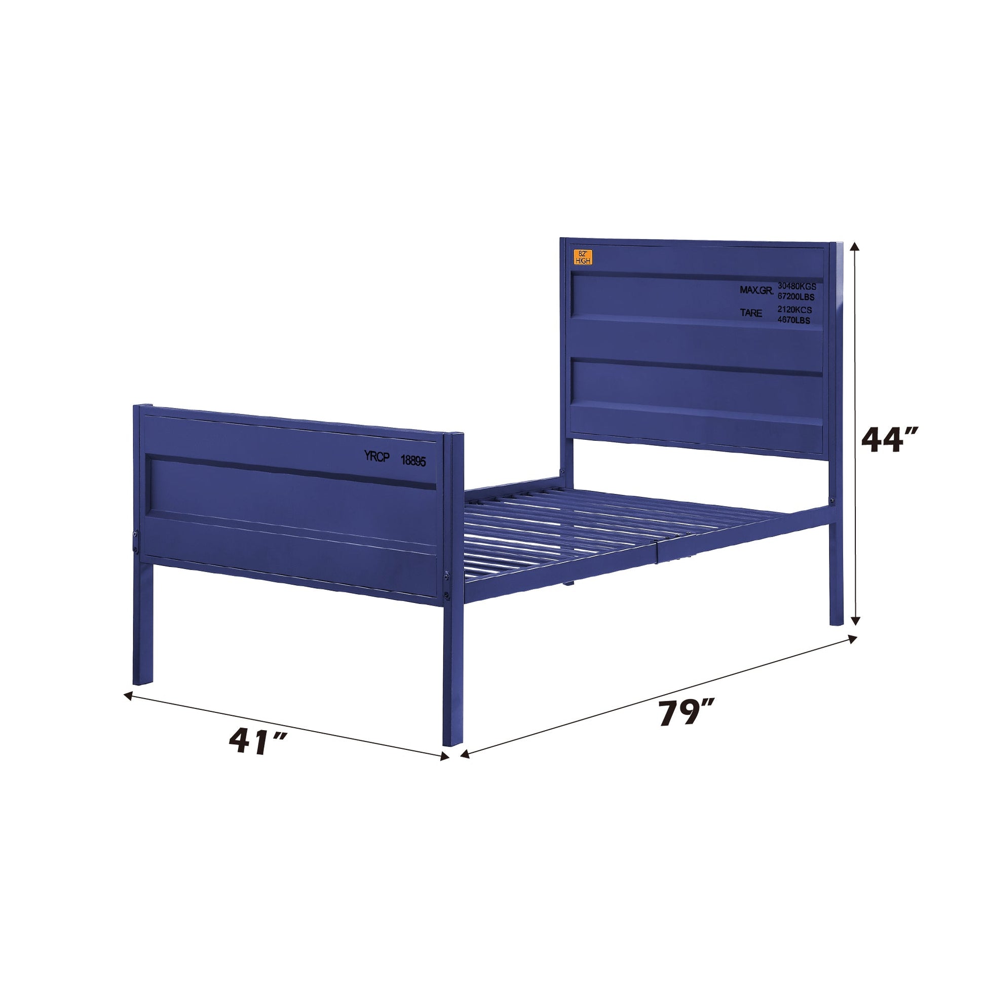 Blue Cargo Container Style Metal Twin Bed - 1st Choice Furniture Direct