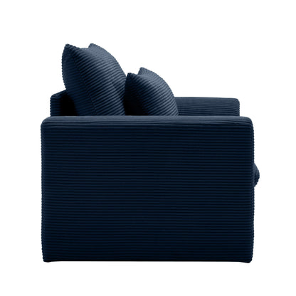 Blue Corduroy Deep Seat Single Sofa Accent Chair,Deep Seat Couch with Waist Pillow for Living Room/Apartment/Office - 1st Choice Furniture Direct
