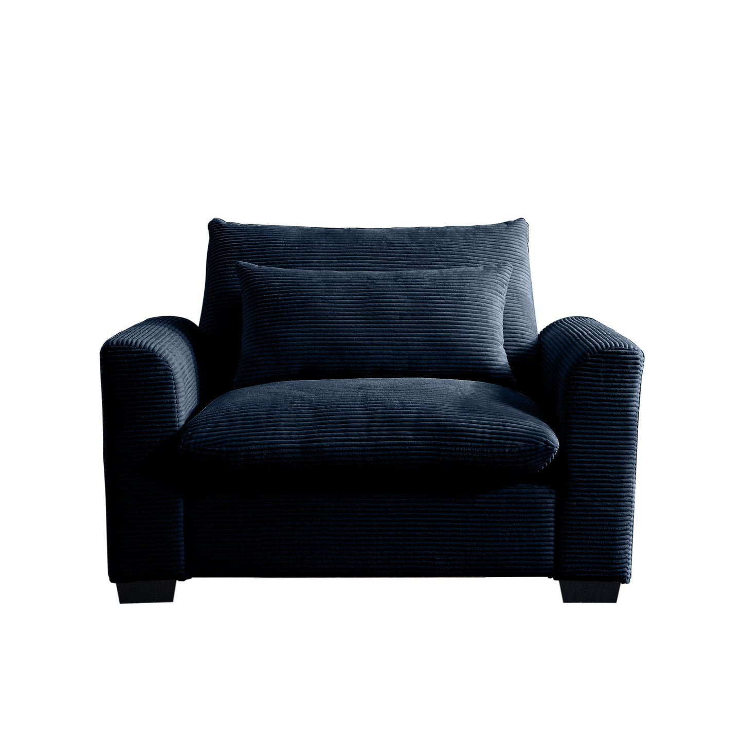 Blue Corduroy Deep Seat Single Sofa Accent Chair,Deep Seat Couch with Waist Pillow for Living Room/Apartment/Office - 1st Choice Furniture Direct