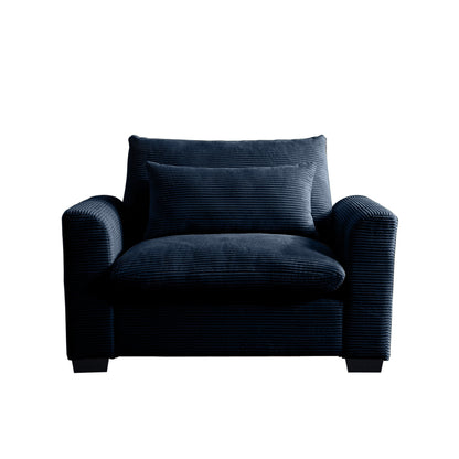 Blue Corduroy Deep Seat Single Sofa Accent Chair,Deep Seat Couch with Waist Pillow for Living Room/Apartment/Office - 1st Choice Furniture Direct