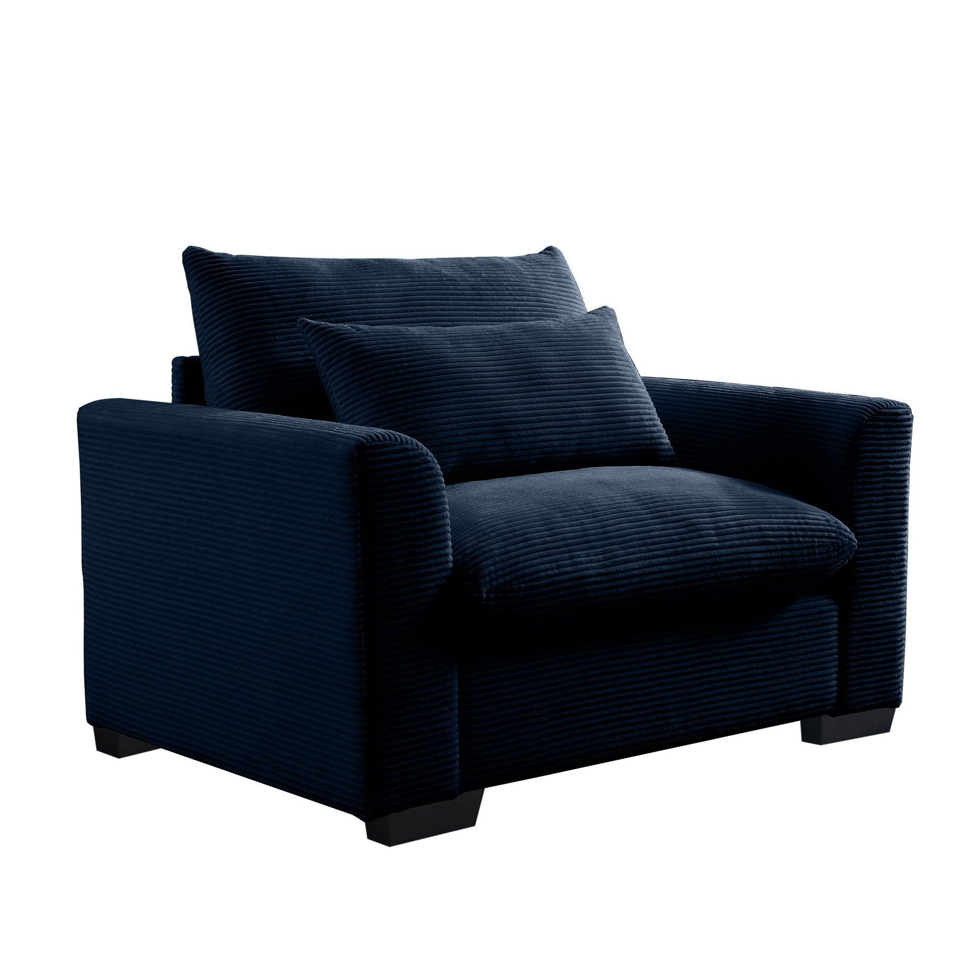 Blue Corduroy Deep Seat Single Sofa Accent Chair,Deep Seat Couch with Waist Pillow for Living Room/Apartment/Office - 1st Choice Furniture Direct