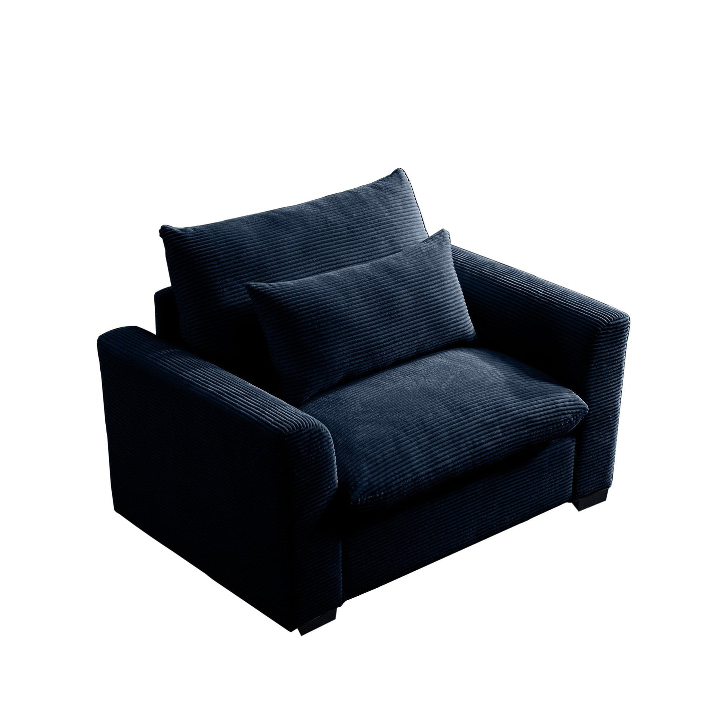 Blue Corduroy Deep Seat Single Sofa Accent Chair,Deep Seat Couch with Waist Pillow for Living Room/Apartment/Office - 1st Choice Furniture Direct