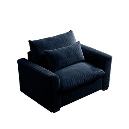 Blue Corduroy Deep Seat Single Sofa Accent Chair,Deep Seat Couch with Waist Pillow for Living Room/Apartment/Office - 1st Choice Furniture Direct
