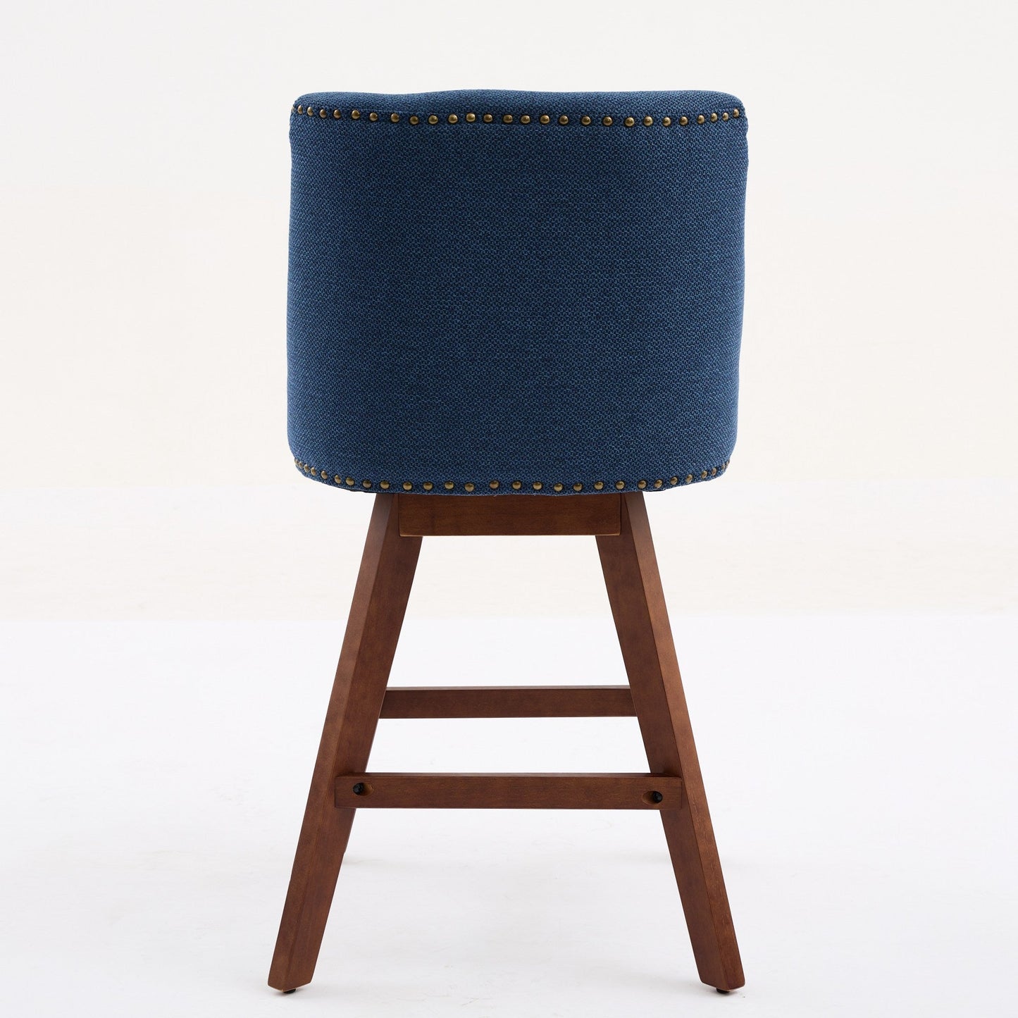 Blue Fabric Swivel Bar Stools Set of 2 | 26” Counter Height Chairs with Wood Frame - 1st Choice Furniture Direct