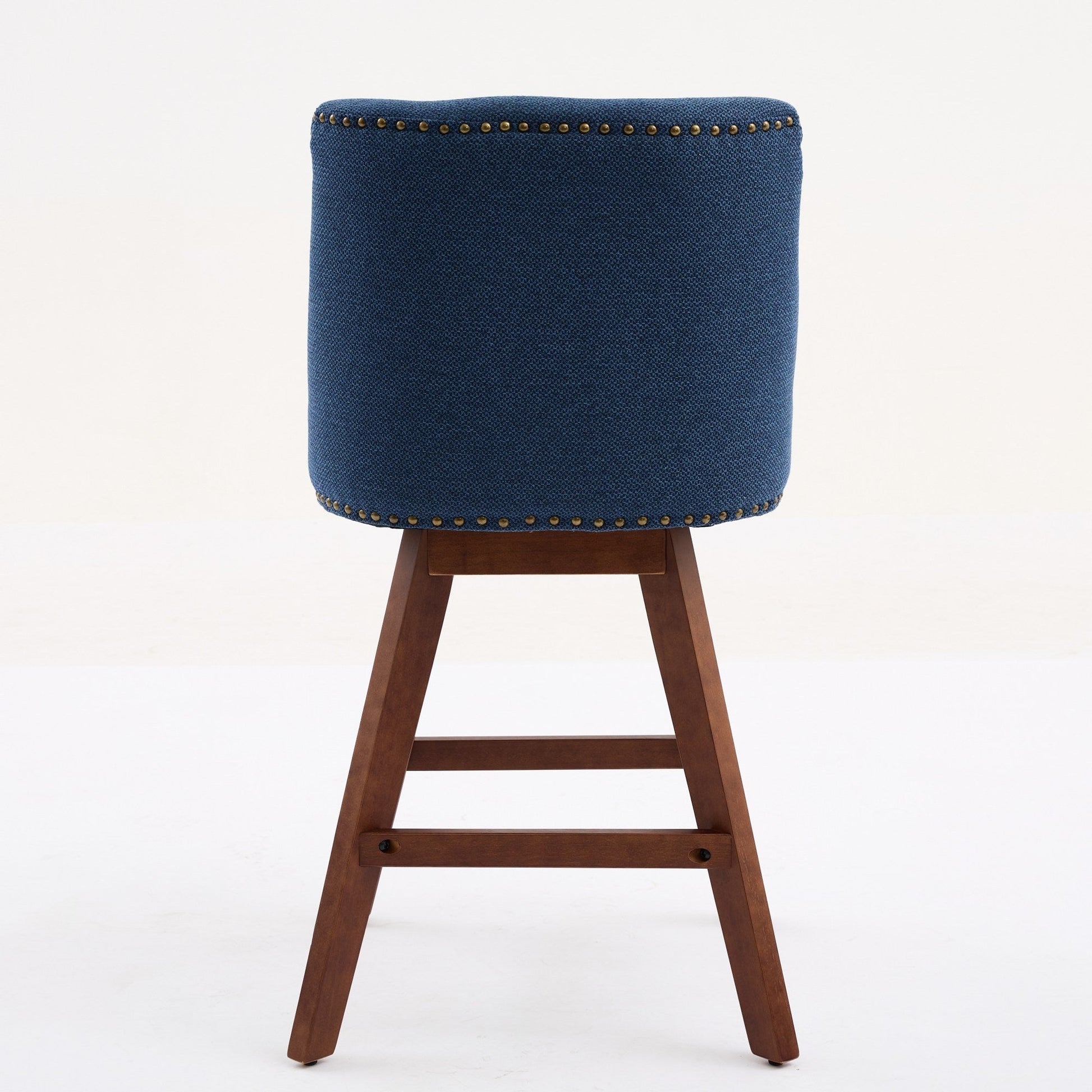 Blue Fabric Swivel Bar Stools Set of 2 | 26” Counter Height Chairs with Wood Frame - 1st Choice Furniture Direct