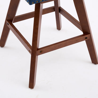 Blue Fabric Swivel Bar Stools Set of 2 | 26” Counter Height Chairs with Wood Frame - 1st Choice Furniture Direct