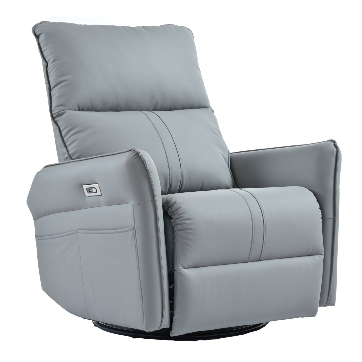 Blue Gray Power Swivel Rocker Recliner with USB Charging - 1st Choice Furniture Direct