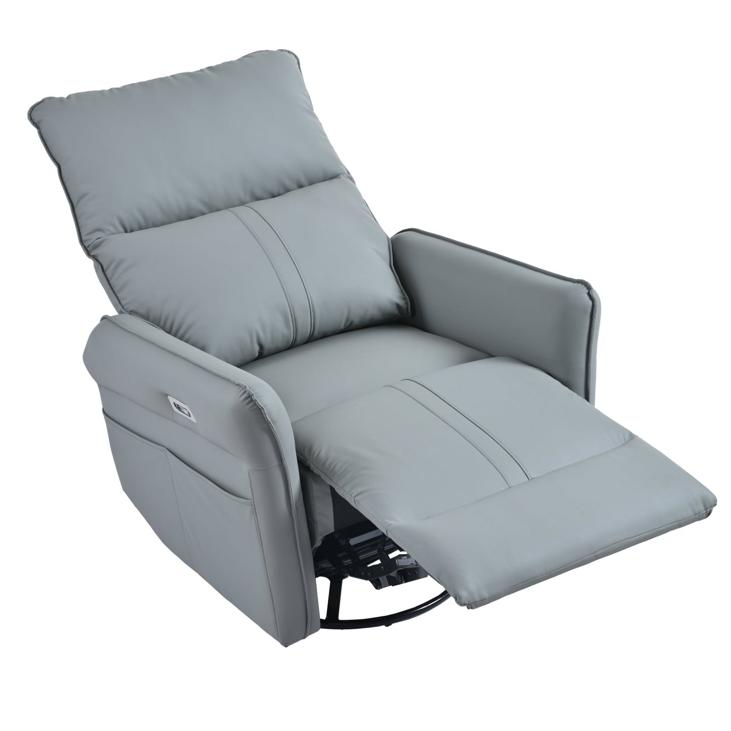 Blue Gray Power Swivel Rocker Recliner with USB Charging - 1st Choice Furniture Direct