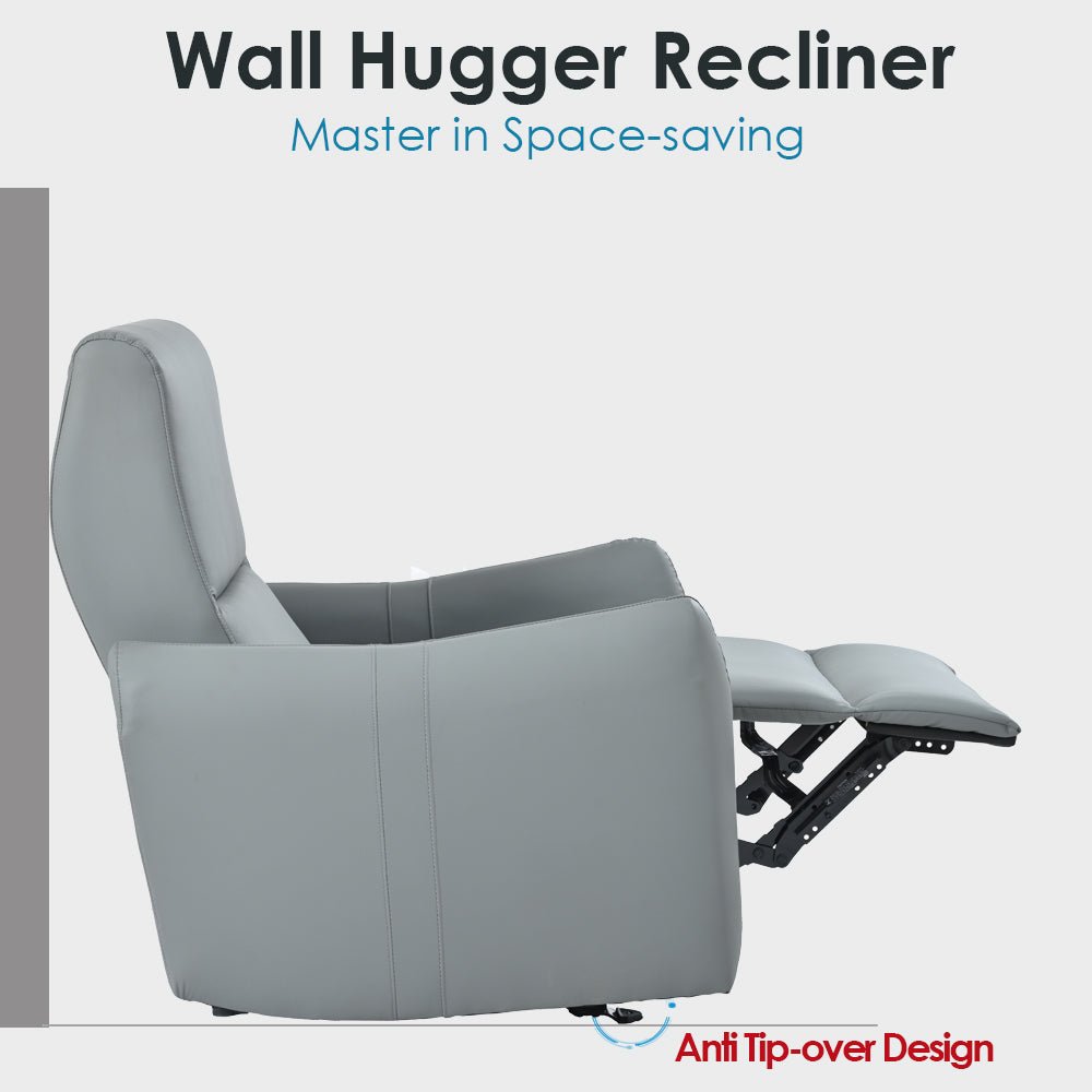 Blue Gray Power Wall Hugger Recliner with USB & USB-C Charging - 1st Choice Furniture Direct