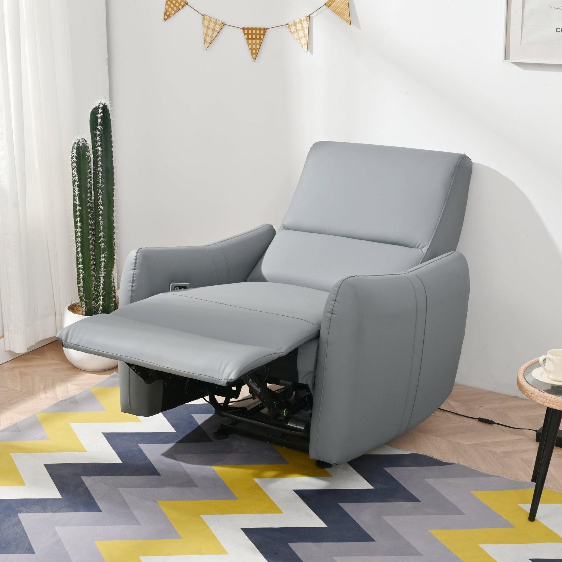 Blue Gray Power Wall Hugger Recliner with USB & USB-C Charging - 1st Choice Furniture Direct