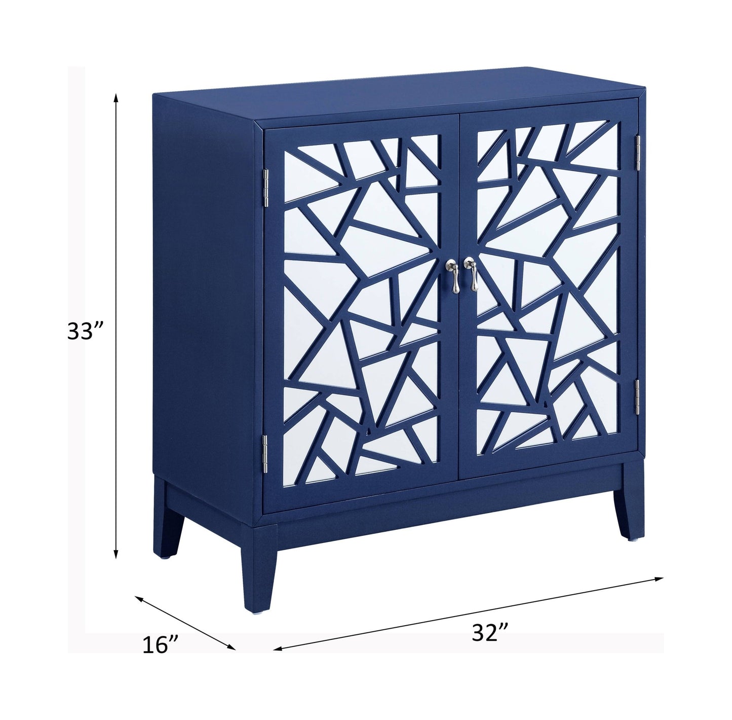 Blue Mirrored Accent Cabinet | 2 Door Storage Console Table - 1st Choice Furniture Direct